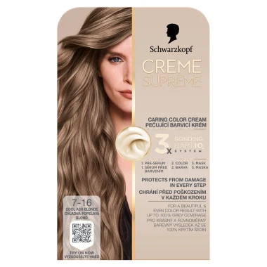 Schwarzkopf Creme Supreme Pečující barvicí krém 7-16 chladná popelavá blond