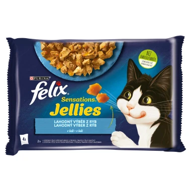 Felix Sensations Jellies kapsičky pro kočky losos, treska v želé 4 x 85g