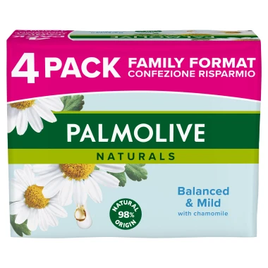 Palmolive Naturals tuhé mýdlo s výtažky heřmánku family pack 4 x 90 g