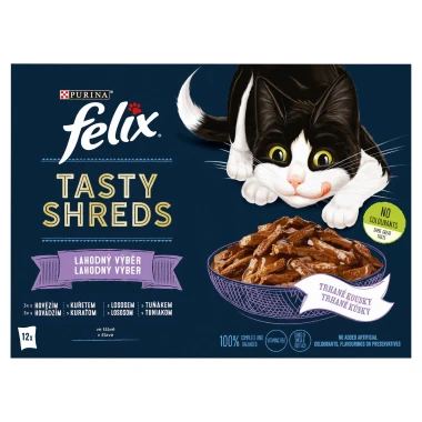 FELIX® Tasty Shreds Výběr mix ve šťávě 12 x 80 g