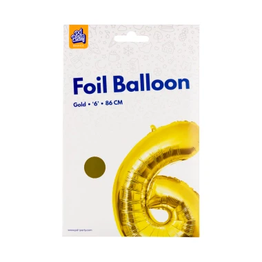 PD Party Fóliový balónek č. 6 zlatá, 86 cm