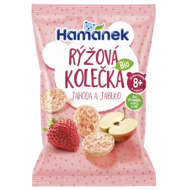 Hamánek BIO Rýžová kolečka jahoda a jablko 8m+ 35 g