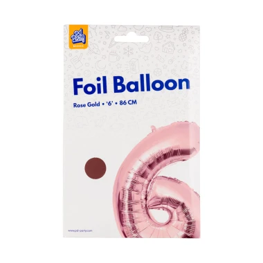 PD Party Fóliový balónek č. 6 zlatá růžová, 86 cm