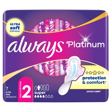Always Platinum Super Hygienické vložky s křidélky 7 ks