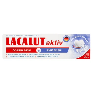 Lacalut Aktiv Zubní pasta Ochrana dásní & jemné bělení 75 ml