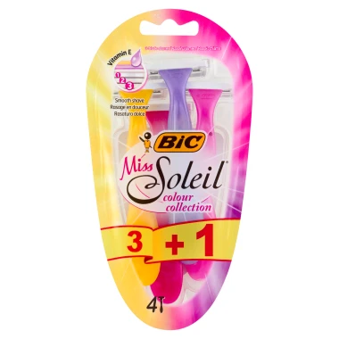 BIC Miss Soleil Colour Collection holicí strojek se 3 břity pro hladké oholení 3 + 1 ks