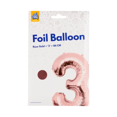 PD Party Fóliový balónek č. 3 zlatá růžová, 86 cm