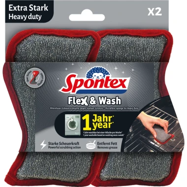 Spontex Flex&Wash Heavy duty drátěnka a houbička 2 ks