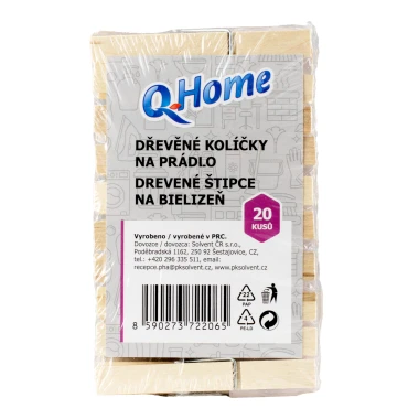 Q-Home dřevěné kolíčky na prádlo 20ks