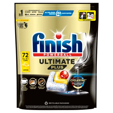 Finish Ultimate Plus kapsle do myčky nádobí - Lemon 72 ks
