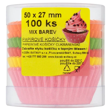 Papírové košíčky mix barev 50x27mm 100 ks