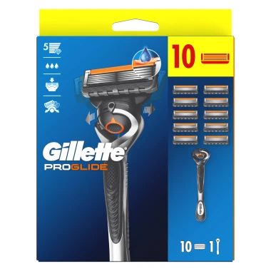 Gillette ProGlide Pánský holicí strojek + 10 holicích hlavic pro muže