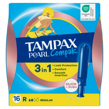 Tampax Compak Pearl Regular Tampony s aplikátorem 16 ks