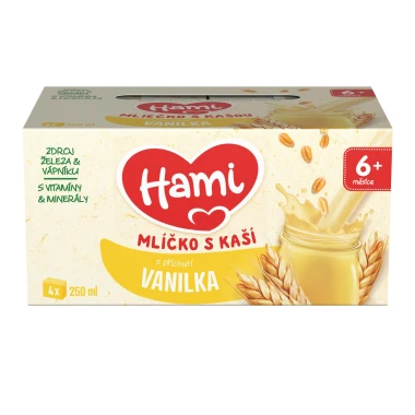 HAMI mlíčko s kaší s příchutí vanilky 4x250 ml