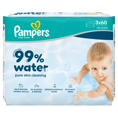 Pampers 99 % vody Dětské čisticí ubrousky 180 ks