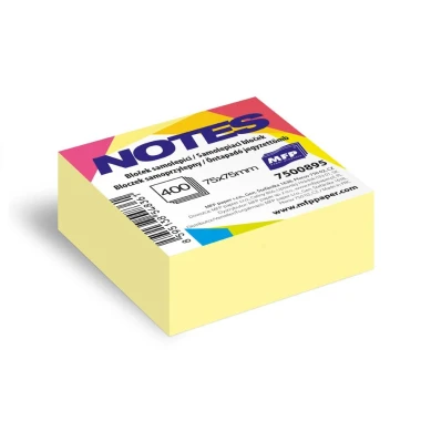 Bloček samolepící 75x75mm 400 listů žlutý pastelový