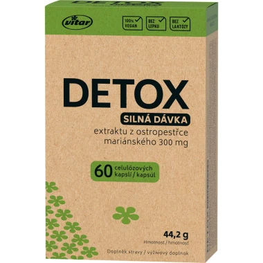 Vitar Detox silná dávka extraktu z ostropestřce mariánského 300 mg 60 kapslí