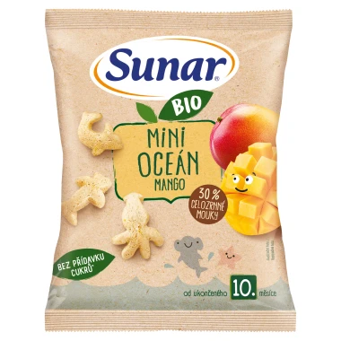 Sunar BIO dětské křupky mini oceán mango 10m+, 18 g