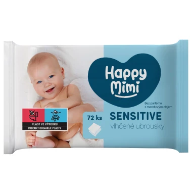 Happy Mimi Dětské vlhčené ubrousky Sensitive 72 ks