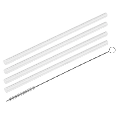 Fackelmann Sada 4 skleněných brček 22 cm + kartáček 