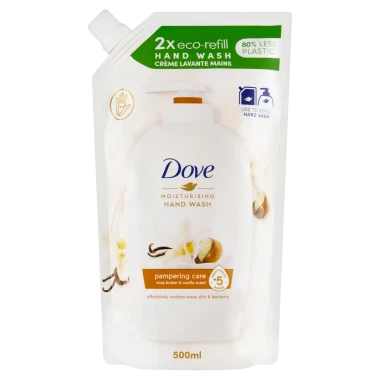 Dove Pampering Bambucké máslo a vanilka Tekuté mýdlo náhradní náplň 500 ml
