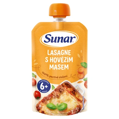Sunar příkrm lasagne s hovězím masem 6m+, 120g
