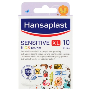 Hansaplast Sensitive XL Kids Dětské náplasti pro citlivou pokožku s různými motivy zvířátek 6 x 7 cm