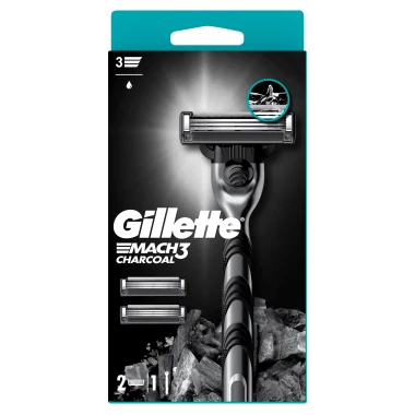 Gillette Mach3 Charcoal Pánský holicí strojek + 2 holicí hlavice pro muže