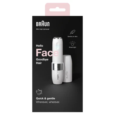 Braun Face Mini Hair Remover FS1000, Elektrický Odstraňovač Chloupků Na Obličeji Pro Ženy, Bílý