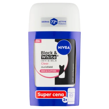 Nivea Black & White Invisible Clear tuhý antiperspirant 2 x 50 ml