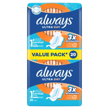 Always Ultra Normal Hygienické vložky s křidélky, velikost 1, 20 ks