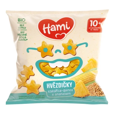 HAMI BIO hvězdičky kukuřice-quinoa s ananasem 20 g
