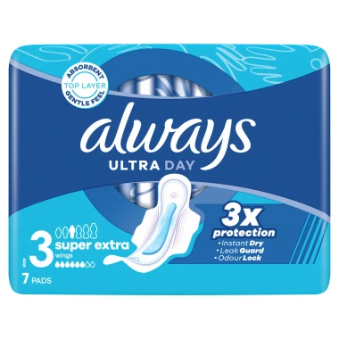Always, Hygienické Vložky Ultra Super Extra (Velikost 3), Křidélka