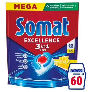 Somat Excellence 3in1 Lemon Fresh Kapsle do myčky nádobí 60 ks 