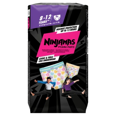 Ninjamas Pyjama Absorpční spodní kalhotky na noc Kosmické lodě, 8 let, 9 ks