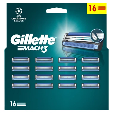 Gillette Mach3 Náhradní holicí hlavice pro muže 16 ks
