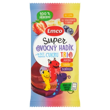Emco Super ovocný hadík trio jahoda banán borůvka 20g