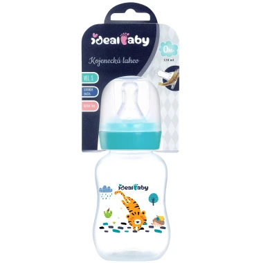 Ideal Baby Kojenecká láhev se silikonovou savičkou 0m+, vel. S, modrá/azurově zelená 120 ml