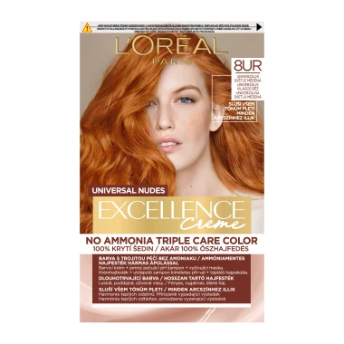 L'Oréal Paris Excellence Nudes Copper 8UR Univerzální světle měděná, 72ml + 48ml + 12ml + 60ml