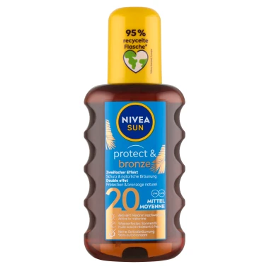 Nivea Sun Protect & Bronze olej na opalování ve spreji podporující zhnědnutí OF20 200 ml