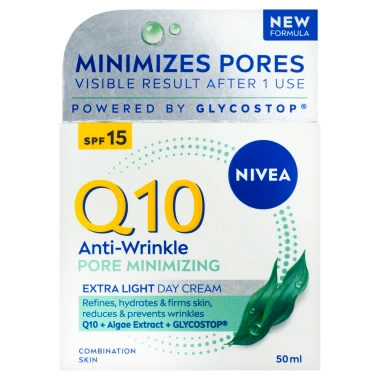 Nivea Q10 Anti-Wrinkle Pore Minimizing Extra lehký denní krém proti vráskám OF15 50 ml