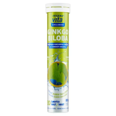 Maxi Vita Exclusive Ginkgo biloba s příchutí zeleného čaje a citronu 20 šumivých tablet 80g