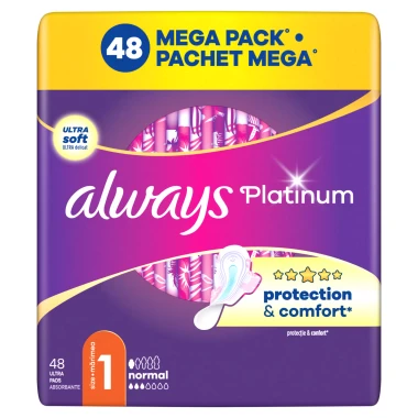 Always Platinum Normal Hygienické vložky s křidélky, velikost 1, 48 ks