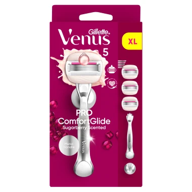 Gillette Venus Pro ComfortGlide Sugarberry Dámský holicí strojek s krémem Olay + 3 náhradní hlavice