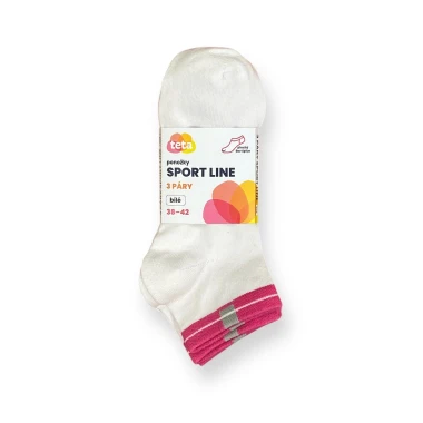 TETA SPORT LINE Bavlněné ponožky 3PACK bílá 35-37