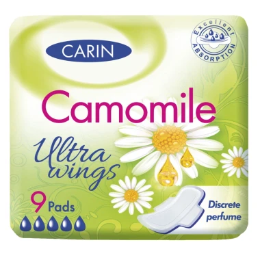 Carin Ultra Wings Camomile hygienické vložky s křidélky 9 ks