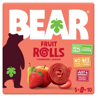 BEAR Fruit Rolls jahoda ovocné rolované plátky 5 x 20 g
