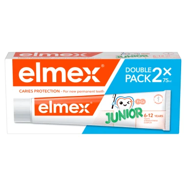 elmex® Junior dětská zubní pasta pro děti ve věku 6-12 let duopack 2x 75 ml