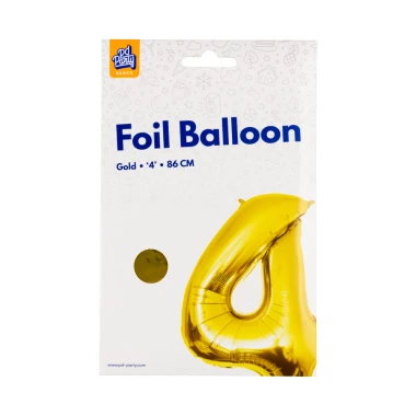 PD Party Fóliový balónek č. 4 zlatá, 86 cm