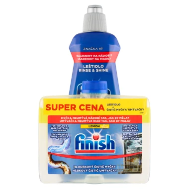 Finish Lemon čistič myčky 250 ml + Rinse & Shine leštidlo 400 ml